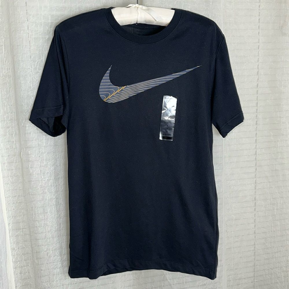 Nike S Black Logo Graphic Men’s Training Crew Short Sleeve Cotton Blend Tee